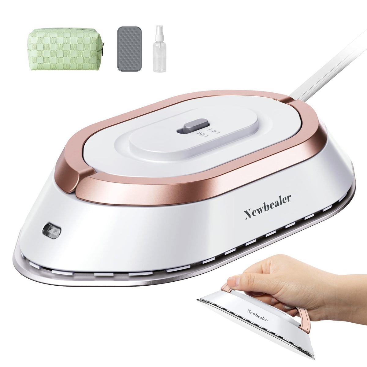 Newbealer Travel Iron Set, 100-240V Mini Dry Iron for Clothes (No Steam) | Max 300W, Heats in 60s, 302℉ Ceramic Soleplate, Handy Heat Press, 0.5lbs Lightweight for Quick Touch-ups Worldwide