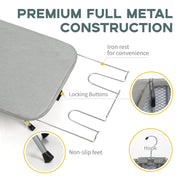 RAINHOL Gray Mini Tabletop Ironing Board 31"x12" | Metal Foldable with Iron Rest, Heat Resistant Cover for Travel Small Space