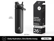 POWCAN 26 oz Insulated Water Bottle with 2-in-1 Straw and Spout Lid, Keep Cold 24H, Leak-Proof, Fits in Car Cup Holder, Stainless Steel Water Bottle for Sports, Travel, and School (Dark Knight)