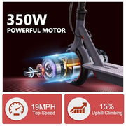 MAXSHOT Electric Scooter,19Mph Max Speed,350W/500W Motor,21-28 Miles Range | 8.5/10/14" Tires,Folding E-Scooter Adults with Dual Suspension,APP Contro