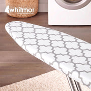 Whitmor Ironing Board Cover and Pad 15 x 54 in, Thick Padding | 6mm Thick Fiber Pad, Scorch Resistant, Elastic Edge, Fits Standard Size Boards, Secure Snug Fit, Medallion Gray