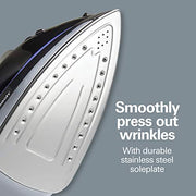 Hamilton Beach Steam Iron for Clothes With Versatile Steam Options | Durable Smooth Press Stainless Steel Soleplate | 1200 Watts, Heat-Up In Under 1 Minute | 8’ Retractable Cord | Black | 14214