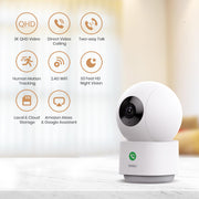 aosu 2K Indoor Camera,Baby Monitor for Home Security with 2.4GHz WiFi only | 360° Home View,One-Touch Calls,Smart Motion Tracking,IR Night Vision & 24/7 Recording,Compatible with Alexa/Google