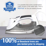 BEAUTURAL 1800 Watts Steam Iron with Digital LCD Screen, 3-Way Auto Shutoff | Double-Layer and Ceramic Coated Soleplate, 9 Preset Temperature, Burst of Steam for Variable Fabric, Anti-Drip and Anti-Calc