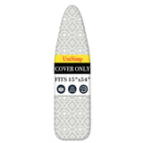 UniSimp Ironing Board Cover and Pad, Standard Size 15x54, Geometric | 6mm Extra Thick Padding, Cotton Cover, 2 Adjustable Elastic Fasteners, Heavy Duty, Scorch and Stain Resistant, Elastic Edge