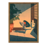 Funny Frog Bathroom Wall Art, Cute Japanese Frog in Toilet Wall Decor, Whimsical Green Animal Restroom Poster Canvas Painting Prints Artwork 12x16 inch Framed