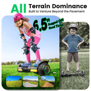 Gyroor Hoverboard G13 All-Terrain Off-Road Bluetooth LED Lights for Kids | UL 2272 Certified, 6.5" All-Terrain Tires, Dual 250W Motors hoverboard for Kids Ages 6-12 & Adults, Birthday & Holiday Gift