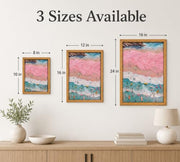 Framed Pink Coastal Canvas Wall Art,Girl Beach Surfers Picture Wall Decor | Summer Poster Print Artwork,for Bedroom Bathroom Girls Room Home Decoration 12x16 inch