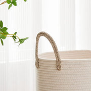 VIPOSCO 58L Tall Woven Laundry Basket Hamper, White Brown | Cotton rope laundry hamper, collapsible wicker basket, storage for blanket, toys, dirty clothes, for bedroom, bathroom