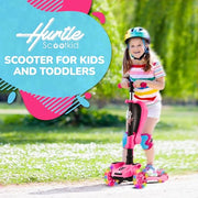 Hurtle 3-Wheeled Scooter for Kids - Wheel LED Lights, Adjustable Lean-to-Steer Handlebar, and Foldable Seat - Sit or Stand Ride with Brake for Boys and Girls Ages 1-14 Years Old