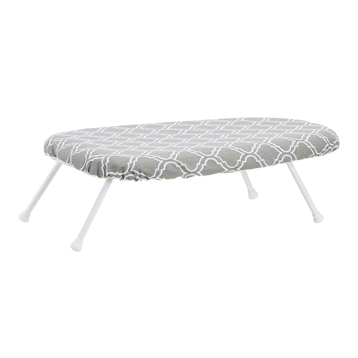 Amazon Basics Foldable Compact Tabletop Ironing Board with Folding Legs, Heat Resistant Portable, Lightweight, Non-Slip, Easy Storage, Trellis Removable Cover, 23.6"L x 7.1"W x 14.3"H, Chevron