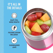 THERMOS FUNTAINER Kids Food Jar with Spoon, 10oz, Pink | Kid-Friendly Stainless Steel Insulated Food Container, Keeps Food Hot or Cold Longer for School & Play, BPA Free