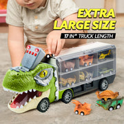JOYIN 13 in 1 Dinosaur Toys for Kids 3-5, Transport Dinosaur Carrier Truck with 12 Pull Back Cars, Kids Toys 3-4 Birthday Gifts for 3 4 5+ Year Old Boys