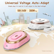Newbealer Travel Iron Set, 100-240V Mini Dry Iron for Clothes (No Steam) | Max 300W, Heats in 60s, 302℉ Ceramic Soleplate, Handy Heat Press, 0.5lbs Lightweight for Quick Touch-ups Worldwide