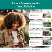 Arlo Essential Wireless Security Camera 2K (3rd Gen) - 2-Cam | Rechargeable home security camera; 2K & color night vision; Person, vehicle & animal detection; 1-mo Secure plan incl.
