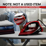 Utopia Home Steam Iron - 1800W Non-Stick Soleplate (Black-Red, Classic) | Nonstick Soleplate With Auto-Off Safety Feature - Adjustable Thermostat Control, Variable Steam Control, Self-Clean