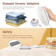 Newbealer Travel Iron Set, 100-240V Mini Dry Iron for Clothes (No Steam) | Max 300W, Heats in 60s, 302℉ Ceramic Soleplate, Handy Heat Press, 0.5lbs Lightweight for Quick Touch-ups Worldwide