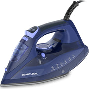 BEAUTURAL Steam Iron for Clothes with Ceramic-Coated Soleplate, 1500 Watts | Burst of Steam, 3-Way Auto-Off, Anti-Drip and Anti-Calcium, Self-Cleaning, Easy Temperature Control, Pefect for Home Use