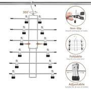 Pants Hangers with Clips,Space Saving Hanging Closet Organizer-6 Tiers Skirt Hangers with 360° Swivel Hook,Closet Organizer-Clothes Hangers- College Dorm Essentials Apartment Essentials-2 Pack