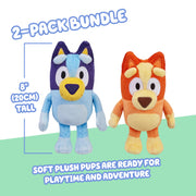 Bingo & Bluey Plush Toys 2-Pack, Soft Deluxe Fabric, Embroidered | Cuddly stuffed animals for show time, story time, or naps; Bluey toys for preschoolers and fans ages 3+