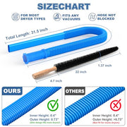 PetOde 2Pcs Dryer Vent Cleaner Kit Universal Vacuum Hose Attachment & Brush | Blue Upgraded Flexible Hose for Smooth Airflow Without Whistling Noise, Fits Most Vacuums for Deep Cleaning