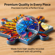 Amzgo® 1000 Pieces Stained Glass Jigsaw Puzzle, Beautiful Tree of Life Art Puzzles for Adults, Unique Fun Impossible Hard Difficult Challenging Pretty Puzzles, Colorful Mosaic Nature Puzzle