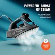 PurSteam SteamBurst+ Steam Iron, Ceramic Soleplate, Self-Clean, Anti Drip | 1750W | Ceramic Soleplate | Adjustable Steam | Self-Clean | Anti-Calc | Anti-Drip | Powerful Steam for All Fabrics
