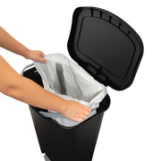 Glad Trash Can with Clorox Odor Protection | Plastic Bin, 13 Gal, Black | Kitchen Waste Bin | Hands Free with Step On Foot Pedal and Garbage Bag Rings