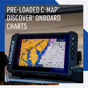 Lowrance Elite FS Fish Finder/Chartplotter, 7-12 Inch, C-MAP Charts | 7, 9, 10 or 12-inch display; transducer options; Preloaded C-MAP DISCOVER OnBoard Charts; networking; ActiveTarget 2 XL ready