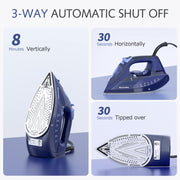 BEAUTURAL Steam Iron for Clothes with Ceramic-Coated Soleplate, 1500 Watts | Burst of Steam, 3-Way Auto-Off, Anti-Drip and Anti-Calcium, Self-Cleaning, Easy Temperature Control, Pefect for Home Use