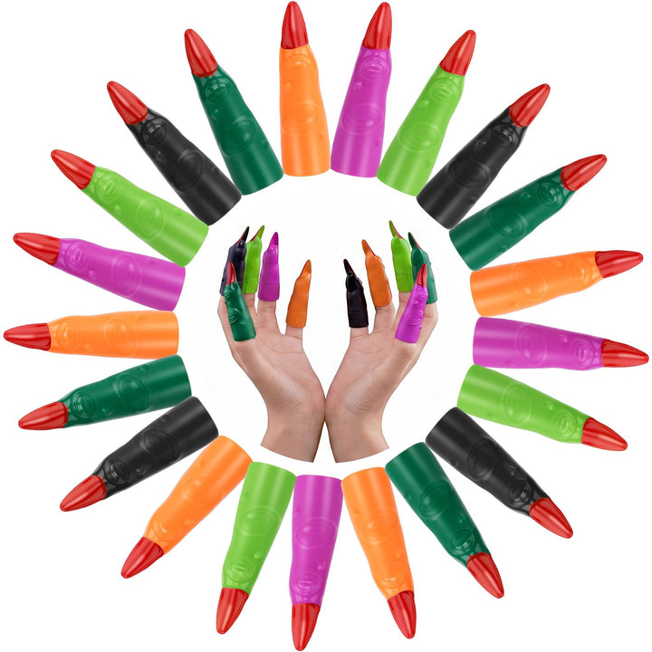 HFATMOS Finger Pointers for Reading, Multicolor Witch Fingers, Finger Nail Covers for Cosplay Costume Party, Masquerade Decorations, 24 Pcs
