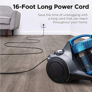 Eureka Whirlwind Bagless Canister Cleaner NEN110A Lightweight Corded Vacuum for Carpets and Hard Floors, Blue