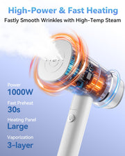 Nirrom Steamer for Clothes, Portable Handheld Garment Steamer & Iron 2 in 1 | Clothes Steamer Handheld 1000W Fast 30s Heat-up, Foldable Clothing Steamer for Travel, office, 120V Only, Anti-Spill, 180ML