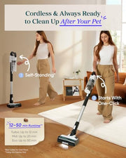 Levoit Cordless Vacuum Cleaner, Anti-Tangle for Pet Hair, Up to 50 Minutes | Powerful Suction, Lightweight, Rechargeable, Versatile for Carpets & Hard Floors, 180° Lay-Flat Design, LVAC-200