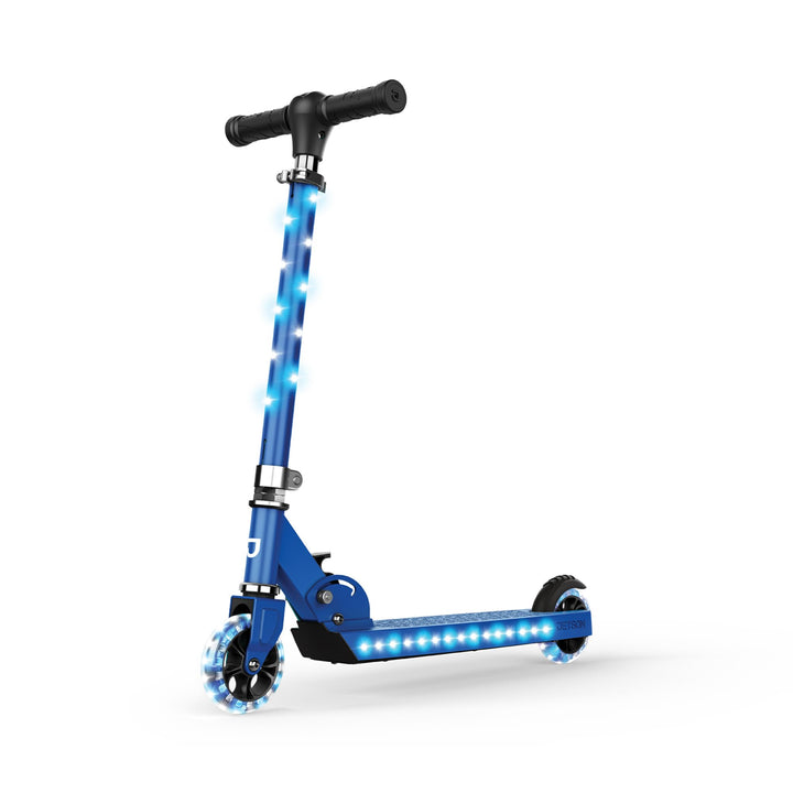 Jetson Jupiter Kids 2-Wheel Light-Up Kick Scooter, LED Lights on Handlebar, Stem, Wheels & Deck, Adjustable Handlebar, Rear Brake, Easy-Folding Mechanism, Ages 5+