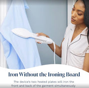 Nori Press Travel Steam Iron - Handheld Iron With 6 Fabric Settings - Green | Optional steam feature, no ironing board required, removes wrinkles, easy to use, user manual included