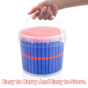 Pokiiulk Refill Darts Bullets Compatible with Nerf Guns N-Strike Elite Series, 300PCS Refill Darts Premium Foam Bullets Pack with Portable Storage Bucket