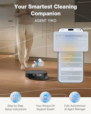 ECOVACS DEEBOT T90 PRO Omni Robot Vacuum and Mop, 30000Pa Blast Suction | TruEdge Instant Self-Cleaning OZMO Roller, PowerBoost Charging, Triple Lift Carpet Care, ZeroTangle for Pet Family,YIKO Agent