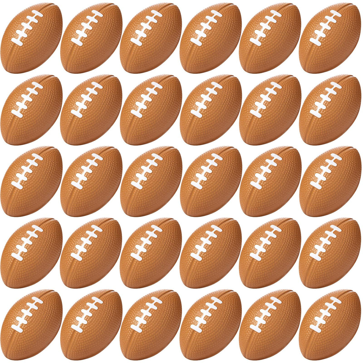 Blulu 30 Pack Mini Footballs Foam Sports Balls Bulk 2.17" for Kids Adult | Brown, School Party Favor, Sports Themed Ball Toy, First Year Down Birthday, Homecoming Game, Goodie Bag Stuffer, Stress Ball