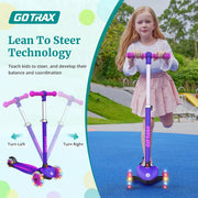 Gotrax KS1 Kids Kick Scooter, 3 Wheels for Boys & Girls 2-8, Gifts | LED Light-Up Wheels, 3 Adjustable Handlebar, Easy Assembly, Lightweight, Wide Anti-Slip Deck, Lean to Steer, Max Load 110 lbs