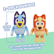 Bingo & Bluey Plush Toys 2-Pack, Soft Deluxe Fabric, Embroidered | Cuddly stuffed animals for show time, story time, or naps; Bluey toys for preschoolers and fans ages 3+