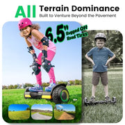 Gyroor Hoverboard G13 All-Terrain Off-Road Bluetooth LED Lights for Kids | UL 2272 Certified, 6.5" All-Terrain Tires, Dual 250W Motors hoverboard for Kids Ages 6-12 & Adults, Birthday & Holiday Gift