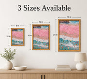 Framed Pink Coastal Canvas Wall Art,Girl Beach Surfers Picture Wall Decor | Summer Poster Print Artwork,for Bedroom Bathroom Girls Room Home Decoration 12x16 inch