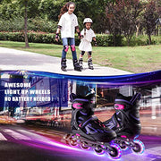 2PM SPORTS Adjustable Inline Skates for Kids, Youth and Adults | Reinforced aluminum frame; lateral support; beginner friendly; triple closure; light-up wheels; 2 non-woven bags