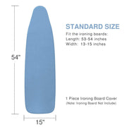 VividPaw Ironing Board Cover and Pad, Standard Size 15x54, Thick Padding | Elastic Edge, Silicone Coated, Scorch Resistant, Adjustable Fastener, Heavy Duty Padded Iron Board Covers (Blue)