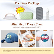 Newbealer Travel Iron Set, 100-240V Mini Dry Iron for Clothes (No Steam) | Max 300W, Heats in 60s, 302℉ Ceramic Soleplate, Handy Heat Press, 0.5lbs Lightweight for Quick Touch-ups Worldwide
