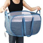 Collapsible Laundry Baskets, Tear Proof Pop Up Laundry Hamper with Dual Handles, Durable Foldable Laundry Basket, Easy to Carry Laundry Hamper for Home, Laundry Room, Bedroom, Dorm, Travel Blue