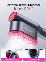 DRFLASH 2 in 1 Handheld Garment Steamer and Iron for Clothes Travel Size | 1200W,15s Fast Heat-up,Large Ceramic Heat Panel,Fabric Wrinkle Remover for Home,110V-120V