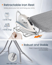 SONGMICS Ironing Board, Foldable, with Iron Rest, 43 x 13 Inches | Height Adjustable up to 34.6 Inches, with Cover and Pad, Iron Rest, Hook, Heavy-Duty Steel Legs, BORIX Collection ULLB001G01