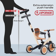 newyoo TR007 5-in-1 Tricycle for Toddlers 1-3, Toddler Bike, Birthday Gift | Toddler Trike with Push Handle Lets Parents Steer and Converts to Balance Bike, Fun Outdoor Toy for Boys and Girls, Khaki